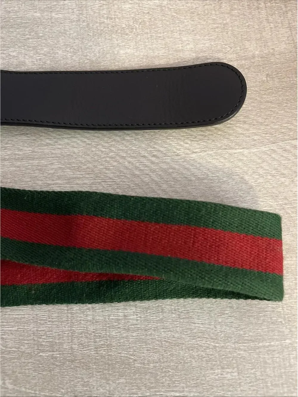 Gucci Green & Red Striped #409416 HE21T 105•42 #480199 Double G Web Belt! MZZ8